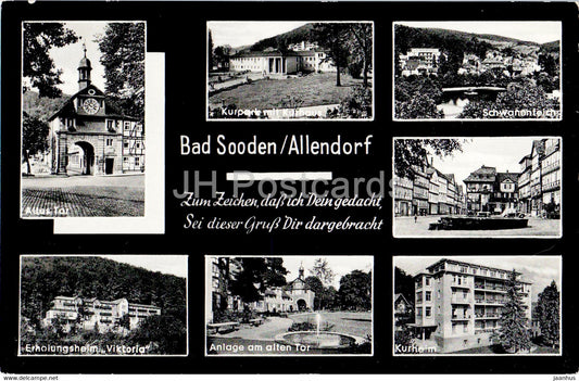 Bad Sooden Allendorf - Altes Tor - Kurpark - Schwanenteich - Kurheim - Erholungsheim Viktoria - Germany - unused - JH Postcards