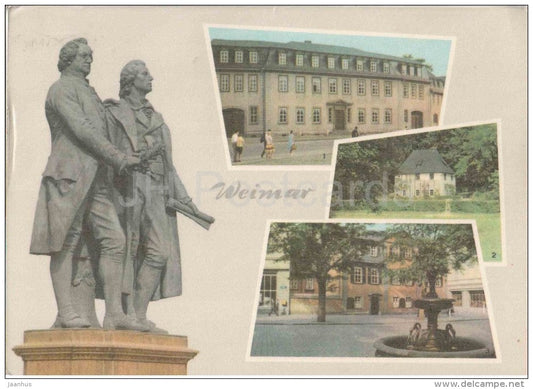 Weimar - Goethehaus - Goethes Gartenhaus - Schillerhaus - Germany - 1966 gelaufen - JH Postcards