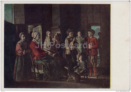 painting by Louis Le Nain - Visiting Grandmother - French art - 1958 - Russia USSR - unused - JH Postcards