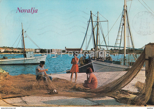 Novalja - port - fishing boat - 1975 - Yugoslavia - Croatia - used - JH Postcards