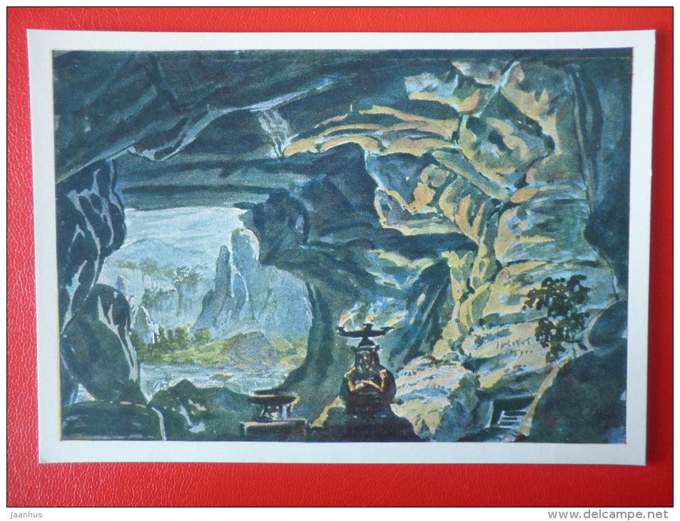 painting by N. Feodorov . Design for Glinka's opera Ruslan and Lyudmila - State Theatre Museum in Moscow - unused - JH Postcards