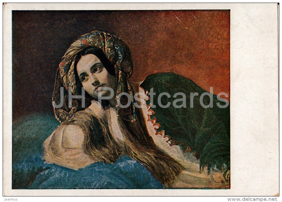 painting by K. Bryullov - A Turk Woman - Russian art - 1937 - Russia USSR - unused - JH Postcards