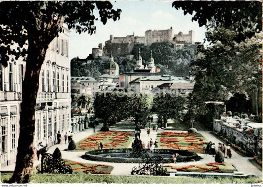 Salzburg die Mozart Stadt - Mirabellgarten mit Pegasus Brunnen - old postcard - 1958 - Austria - used - JH Postcards