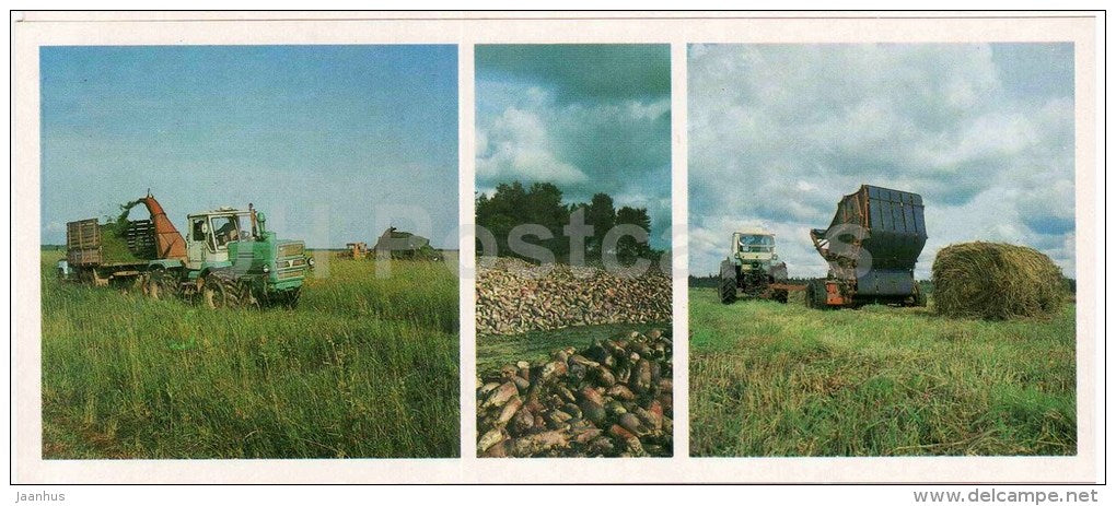 fodder - tractor Kirovets - Karelia - Karjala - 1985 - Russia USSR - unused - JH Postcards