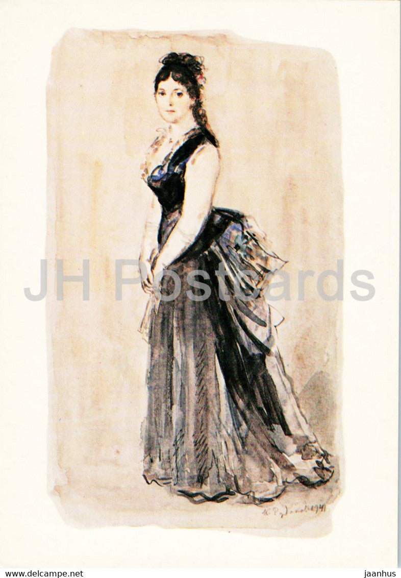 Anna Karenina by Leo Tolstoy - illustration by Rudakov - 1982 - Russia USSR - unused - JH Postcards