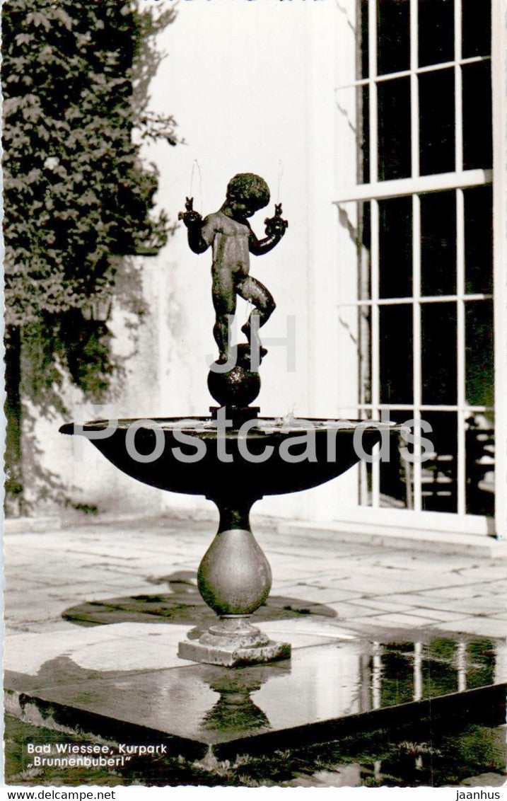 Bad Wiessee - Kurpark - Brunnenbuberl - old postcard - 1957 - Germany - used - JH Postcards