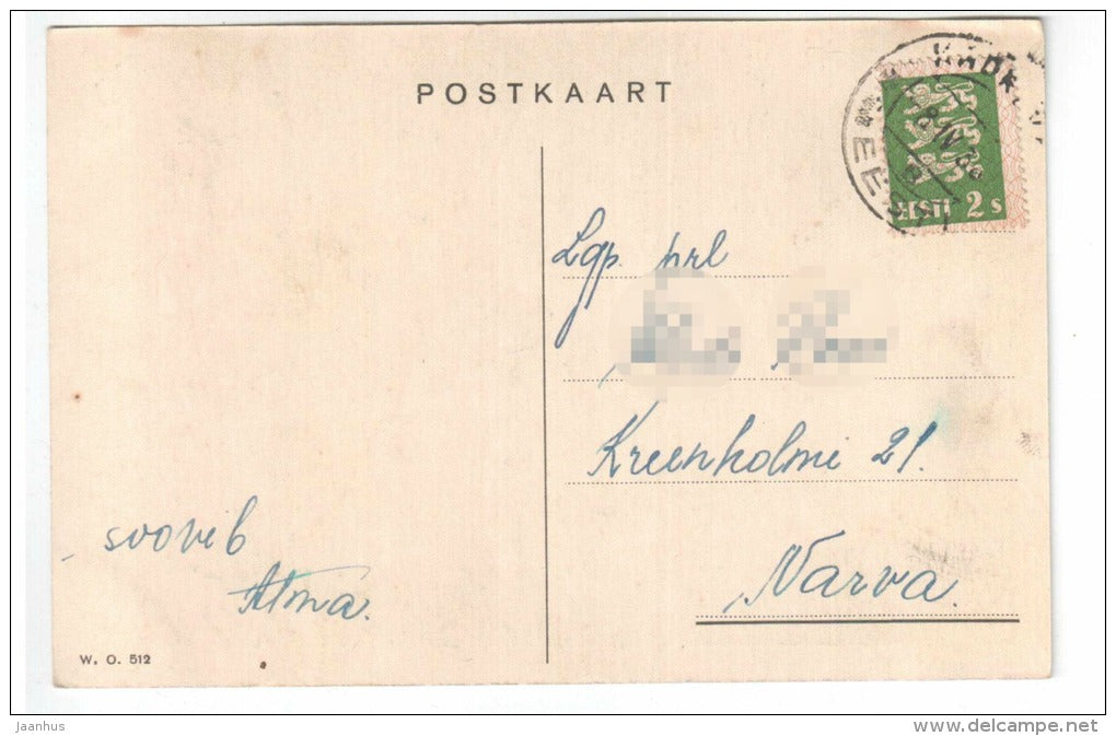 Easter greeting card - church - landscape - WO 512 - old postcard - circulated in Estonia 1930s - used - JH Postcards