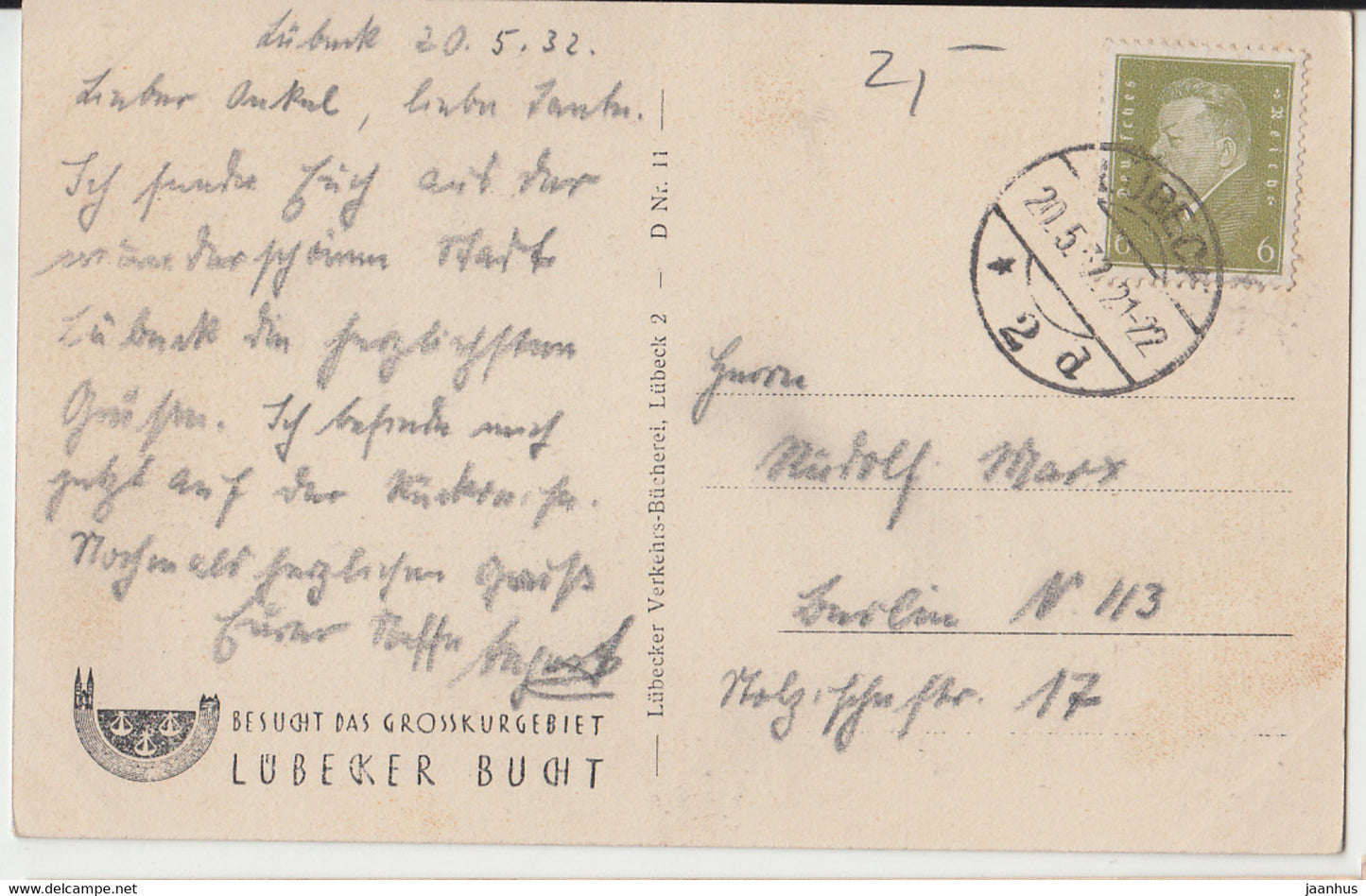 Lubeck - Haus der Schiffergesellschaft 1535 - old postcard - 1932 - Germany - used