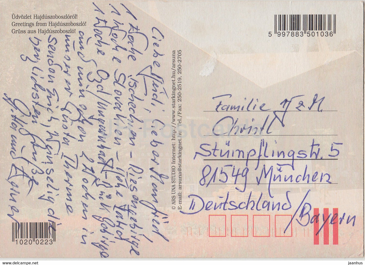 Hajduszoboszlo - Grüße aus Hajduszoboszlo - Kirche - Denkmal - Pferd - Multiview - Ungarn - gebraucht
