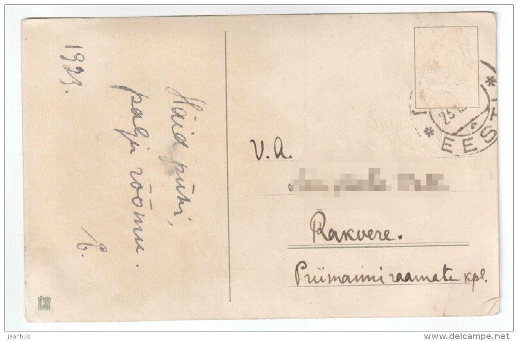 Christmas Greeting Card - fir trees - forest - PP - old postcard - circulated in Estonia 1923 - used - JH Postcards