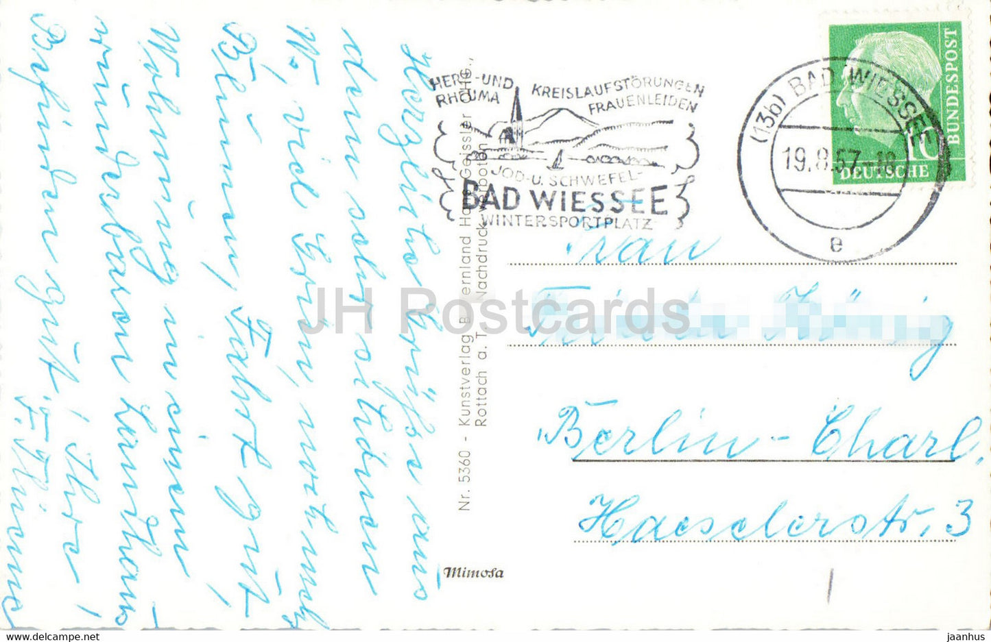 Bad Wiessee - Kurpark - Brunnenbuberl - carte postale ancienne - 1957 - Allemagne - utilisé