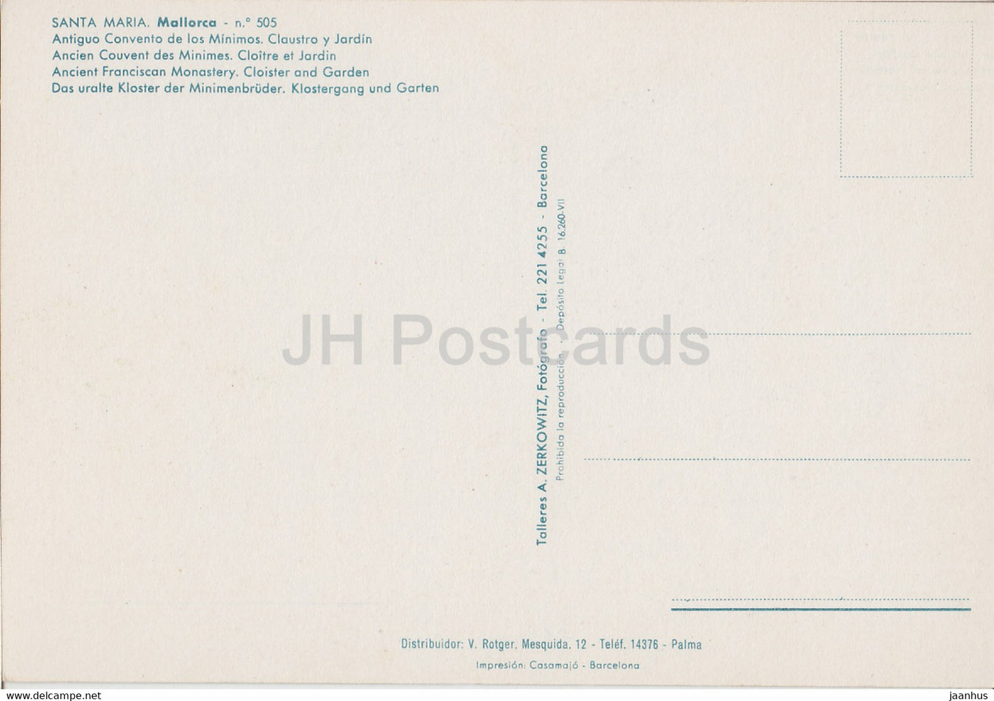 Santa Maria - Mallorca - Antiguo Convento de los Minimos - Claustro y Jardin - Franciscan Monastery - Spain - unused