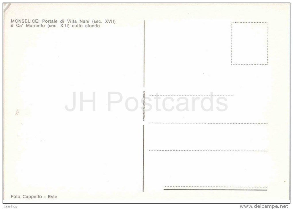 Portale di Villa Nani - Monselice - Padova - Veneto - Italia - Italy - unused - JH Postcards