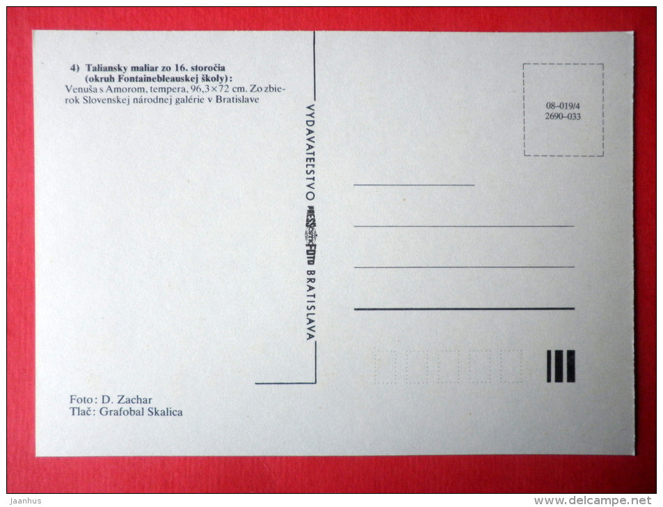 painting by unknown italian painter - Venus with Amor , 16th century - bow - italian art - unused - JH Postcards