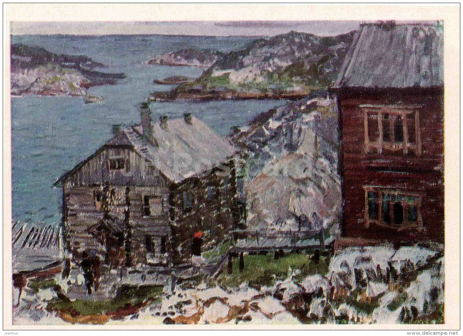 Portrait of Nina Sergeyeva - In the far North , 1965 - houses - Russian art - 1968 - Russia USSR - unused - JH Postcards