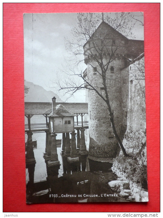 L´Entree Chateau de Chillon - censored 2703 - old postcard - Switzerland - sent from Switzerland to Imperial Russi - JH Postcards