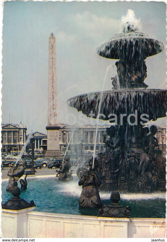 Paris - La Place de La Concorde - fountain - 8019 - France - 1957 - used - JH Postcards