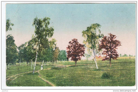by Parikas - Estonian Landscape - Motiv aus Eesti - road - trees - HOTS - 111 - old postcard - Estonia - used - JH Postcards