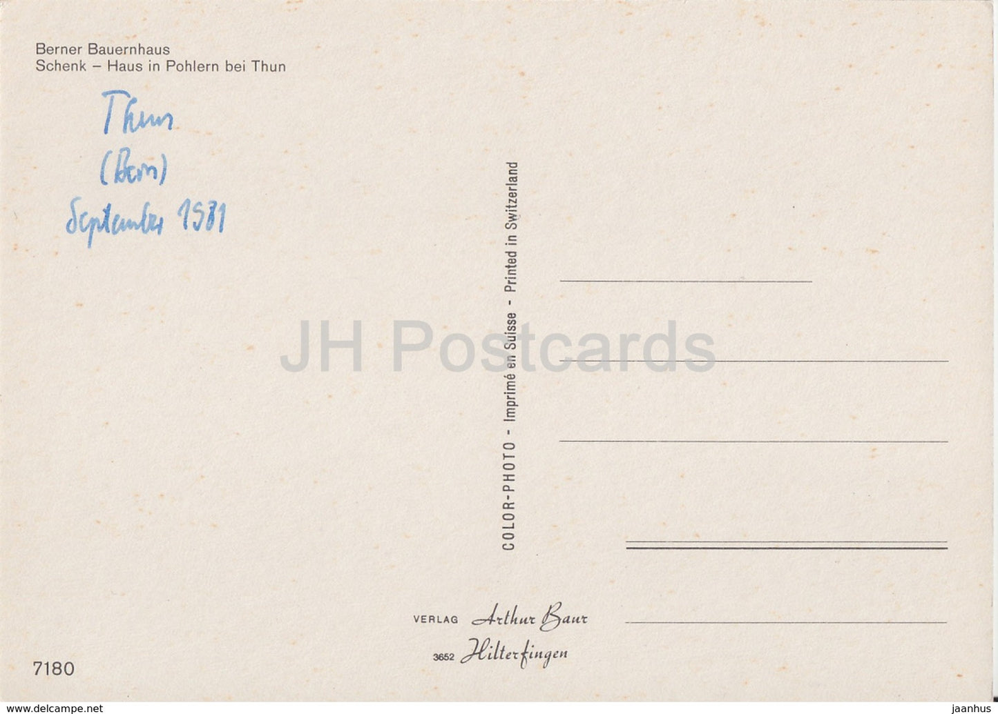 Berner Bauernhaus - Schenk - Haus in Pohlern bei Thun - 7180 - 1981 - Switzerland - used
