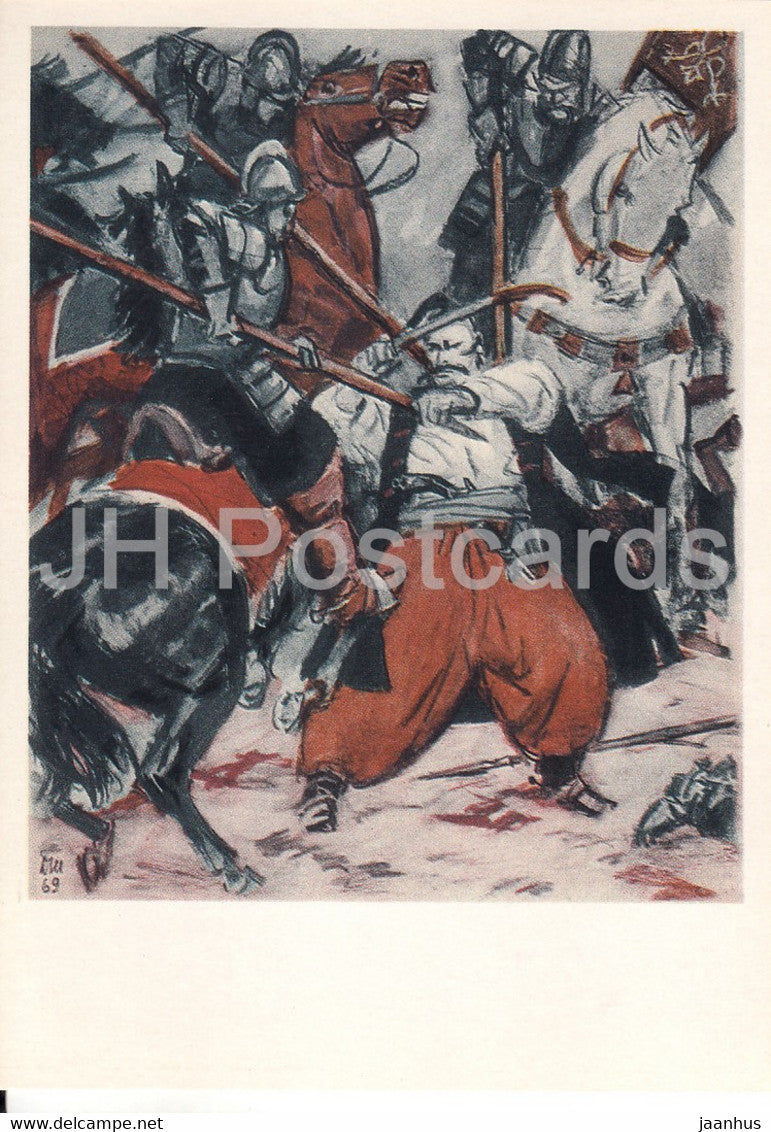 Taras Bulba by N. Gogol - Stepan Guzku - illustration by Shmarinov - 1973 - Russia USSR - unused - JH Postcards
