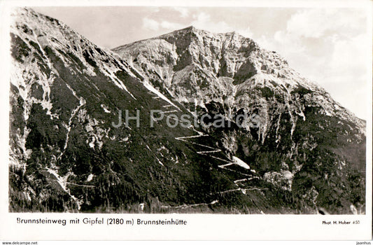 Brunnsteinweg mit Gipfel - Brunnsteinhutte - old postcard - Germany - unused - JH Postcards