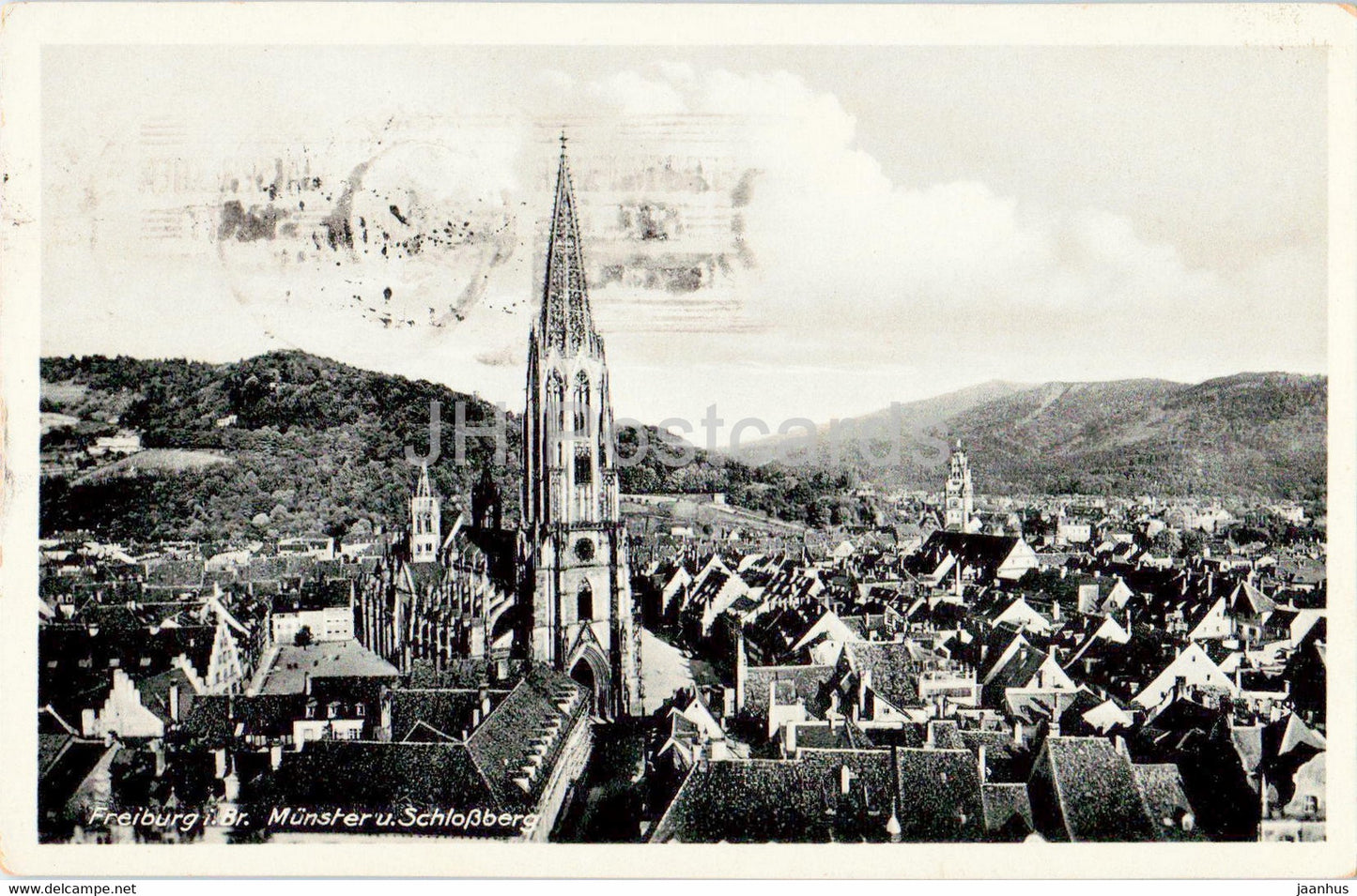 Freiburg i Br - Munster u Schlossberg - cathedral - old postcard - Germany - used - JH Postcards