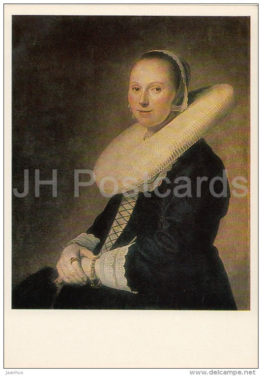 painting by Jan Verspronck - Portrait of a Young Woman , 1644 - Dutch art - Russia USSR - 1986 - unused - JH Postcards