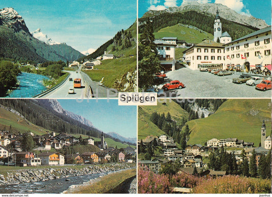 Splugen an der San Bernardino Strasse N 13 - car - multiview - Switzerland - unused - JH Postcards