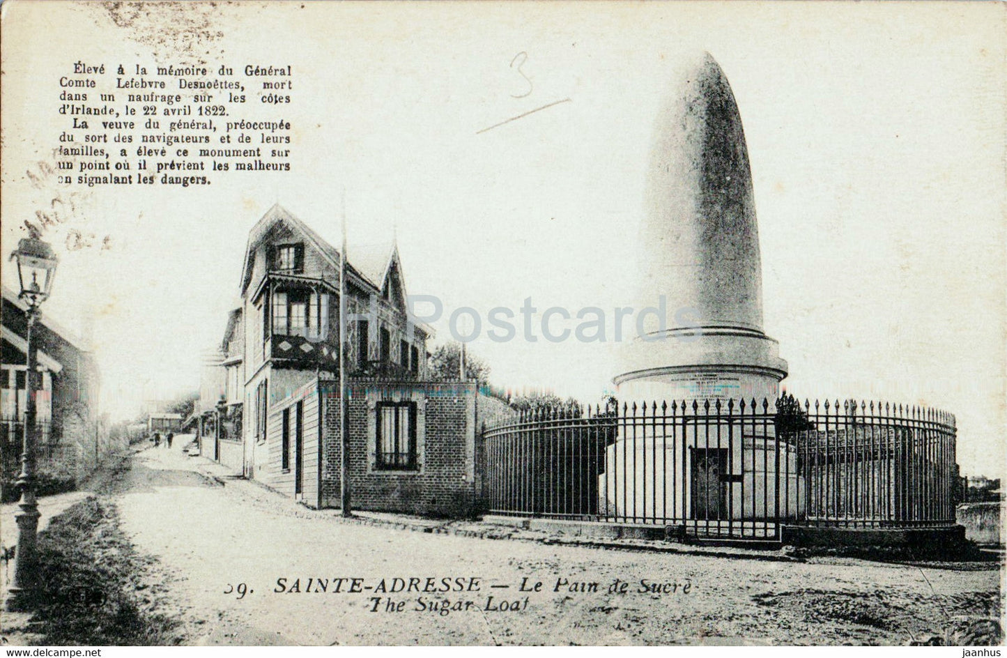 Sainte Adresse - Le Pain de Sucre - The Sugar Loaf - 59 - old postcard - 1923 - France - used - JH Postcards