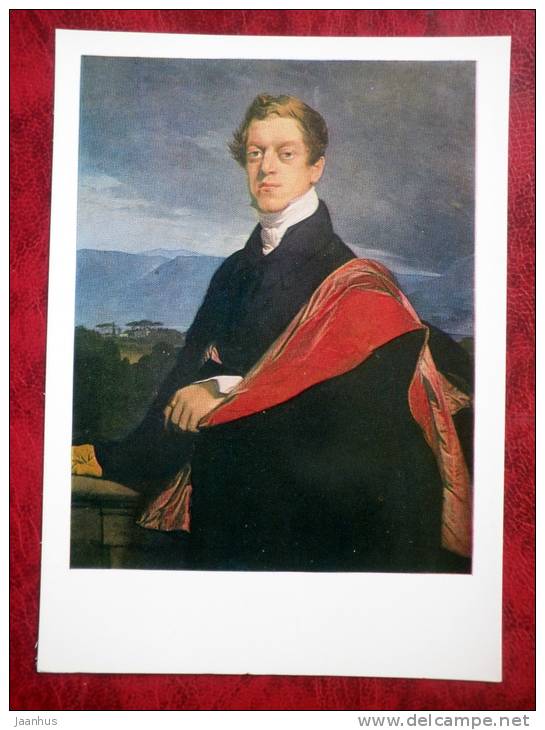 Painting by Jean Auguste Dominique Ingres - Portrait of Count Nikolay Guryev, 1821 - art - unused - JH Postcards