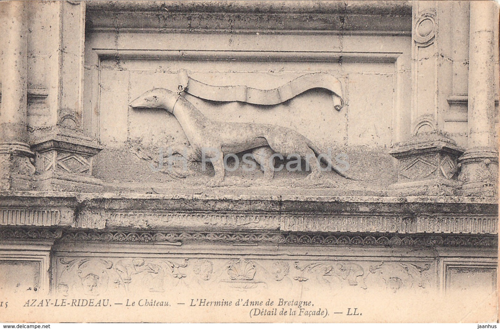 Azay Le Rideau - Le Chateau - L'Hermine d'Anne de Bretagne - Detail - castle - 15 - old postcard - France - used