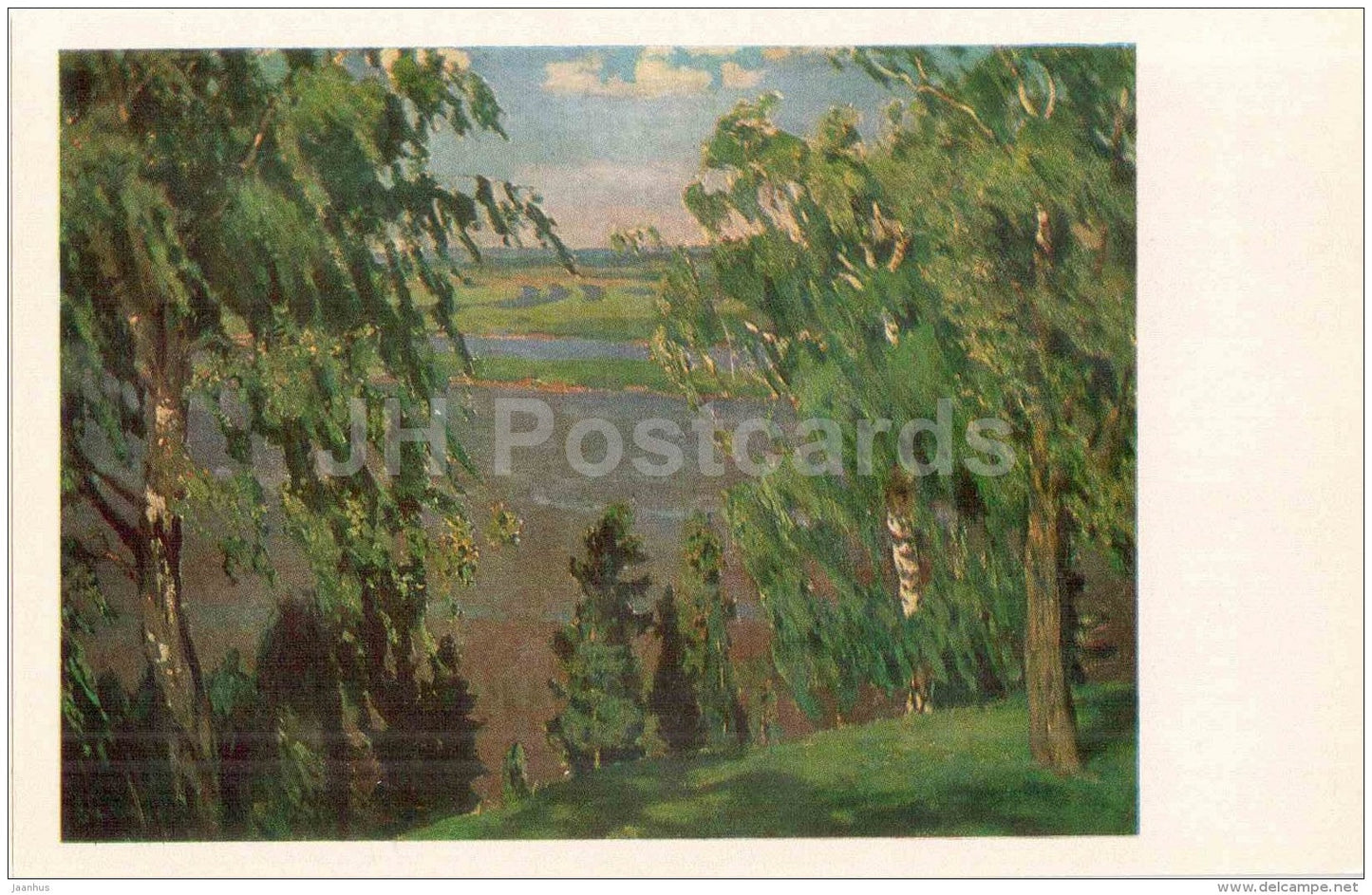painting by Arkady Rylov - Wind in the Trees , 1904 - Tretyakov Gallery - russian art - unused - JH Postcards