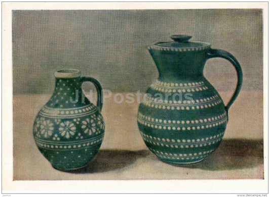 decorative clay pots - Thuringia - Arts and Crafts of Germany - 1956 - Russia USSR - unused - JH Postcards