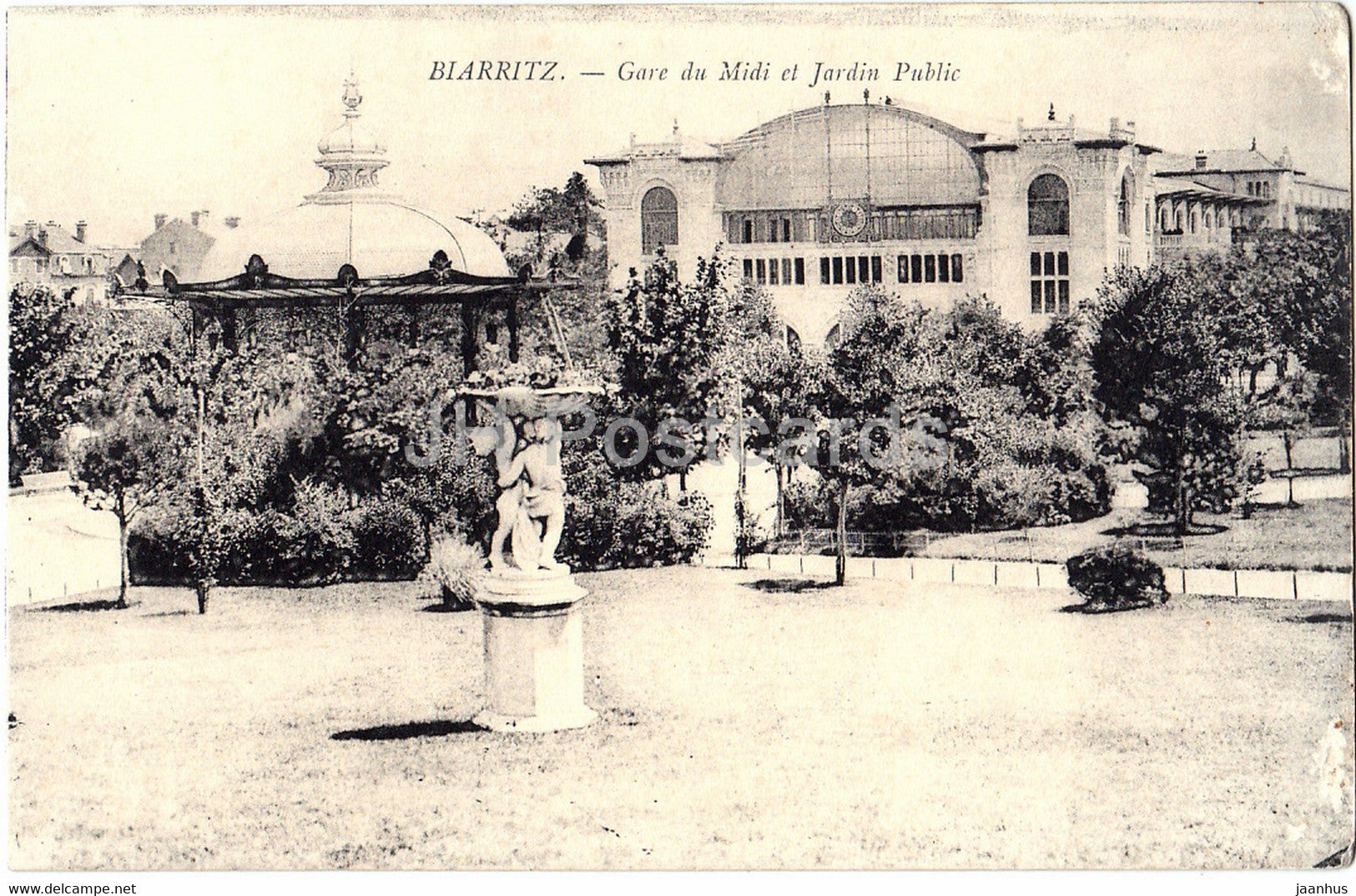 Biarritz - Gare du Midi et Jardin Public - old postcard - France - unused - JH Postcards