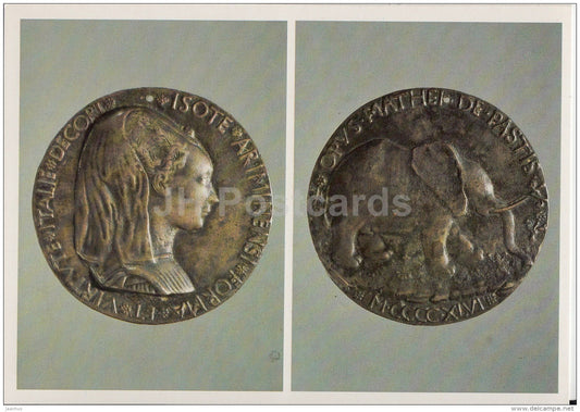 Medal of Isotta degli Atti of Rimini , 1446 . Italy - Renaissance Medals - 1987 - Russia USSR - unused - JH Postcards