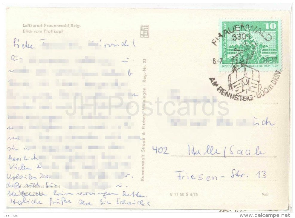 Luftkurort Frauenwald - Blick vom Pfaffkopf - Germany - 1976 gelaufen - JH Postcards