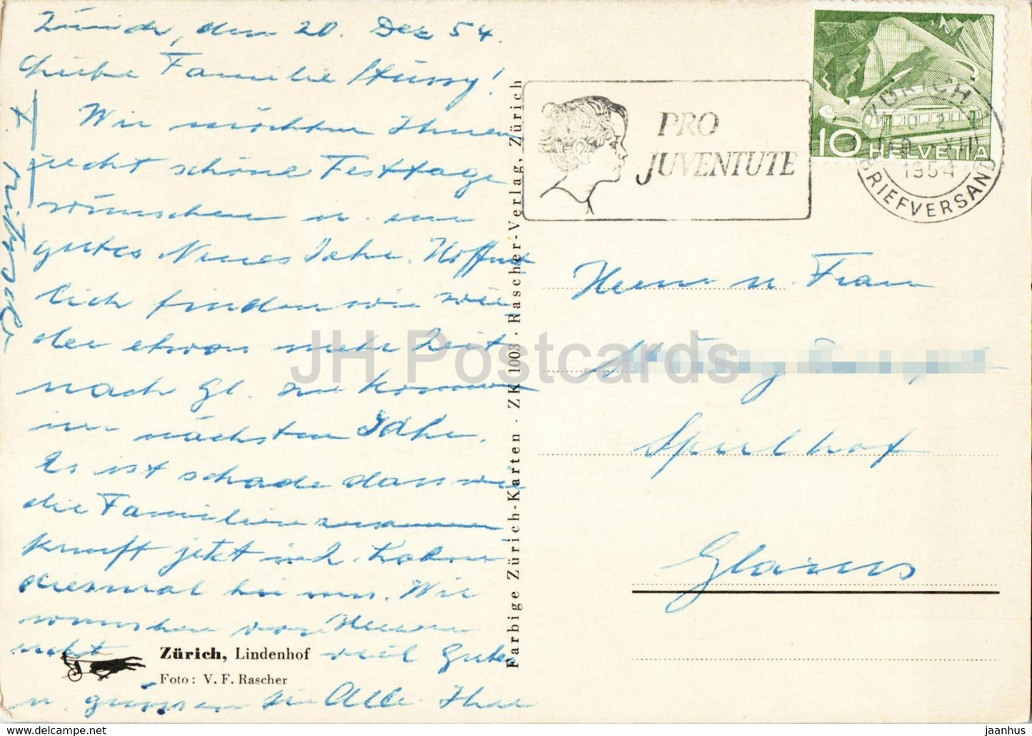 Zurich - Lindenhof - 1954 - carte postale ancienne - Suisse - d'occasion