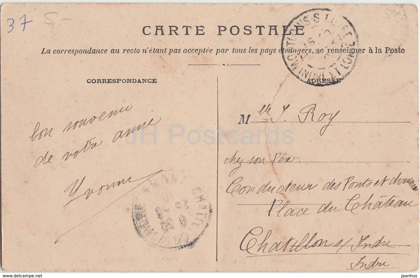 Montlouis - Chateau de la Bourdaisiere - 74 - old postcard - France - used