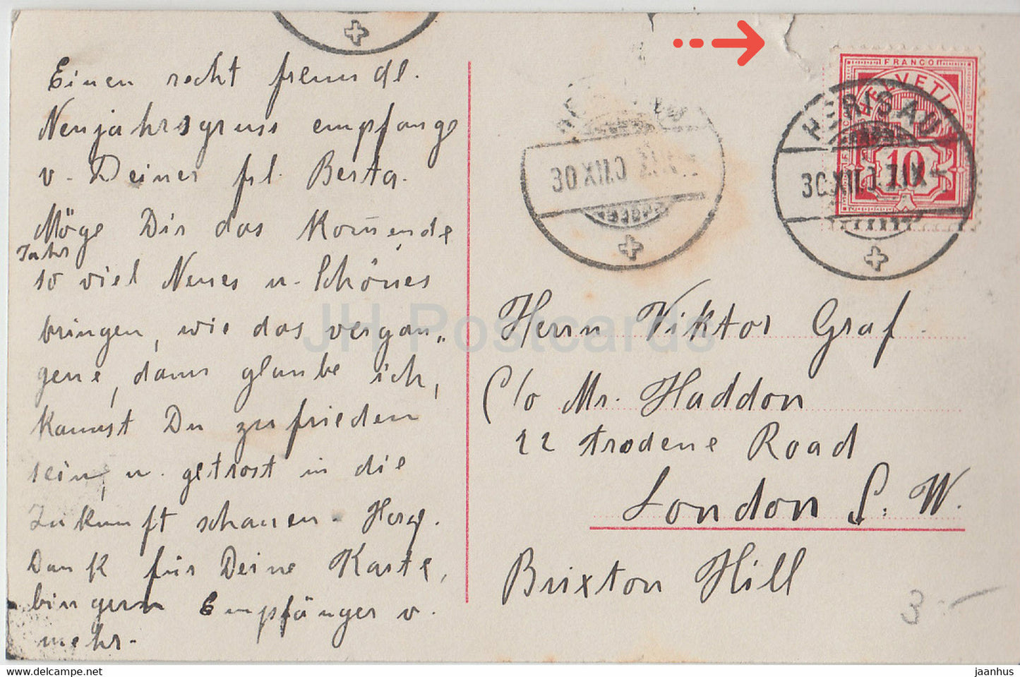 Carte de vœux du Nouvel An - Prosit Neujahr - femme - PMB 4281/2 - carte postale ancienne - Allemagne - utilisé