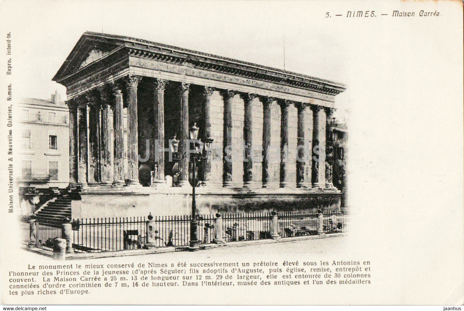 Nimes - Maison Carree - 5 - old postcard - France - unused - JH Postcards