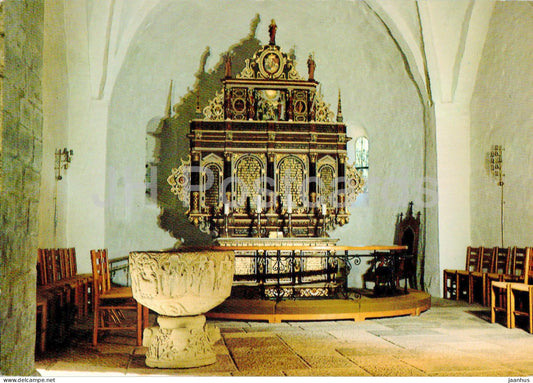 Aakirkeby - Interior fra Aa Kirke - church interior - church - 8989 - Denmark - unused - JH Postcards