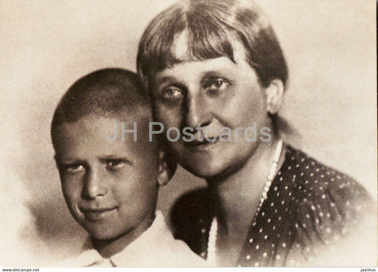 Russian poet Anna Akhmatova - with Valey Smirnov 1940 - 1988 - Russia USSR - unused - JH Postcards