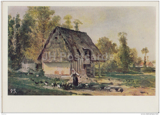 painting  by A. Bogolyubov - Vel . Farmyard - Normandy - Russian art - 1966 - Russia USSR - unused - JH Postcards