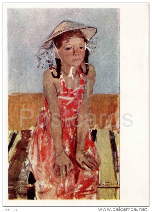 painting by E. Moiseenko - Natasha , 1963 - girl - russian art - unused - JH Postcards