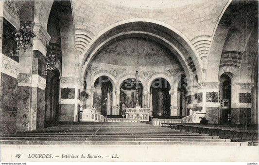 Lourdes - Interieur du Rosaire - 49 - old postcard - France - unused - JH Postcards