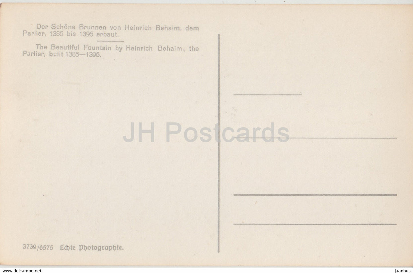 Nürnberg - Schöner Brunnen - alte Postkarte - Deutschland - unbenutzt