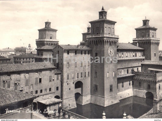 Ferrara - Castello Estense - castle - old postcard - 1953 - Italy - used - JH Postcards