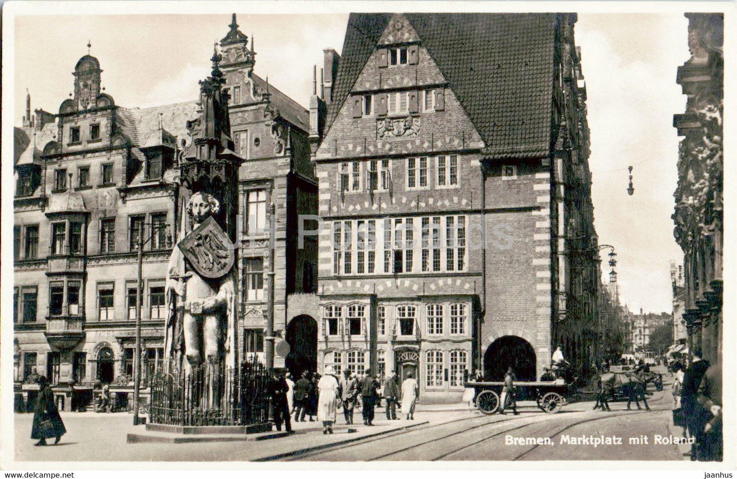 Bremen - Marktplatz mit Roland - old postcard - Germany - unused - JH Postcards