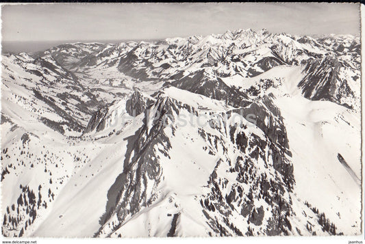 Rochers de Naye et les Alpes fribourgeoises - 350 - Switzerland - 1958 - used - JH Postcards
