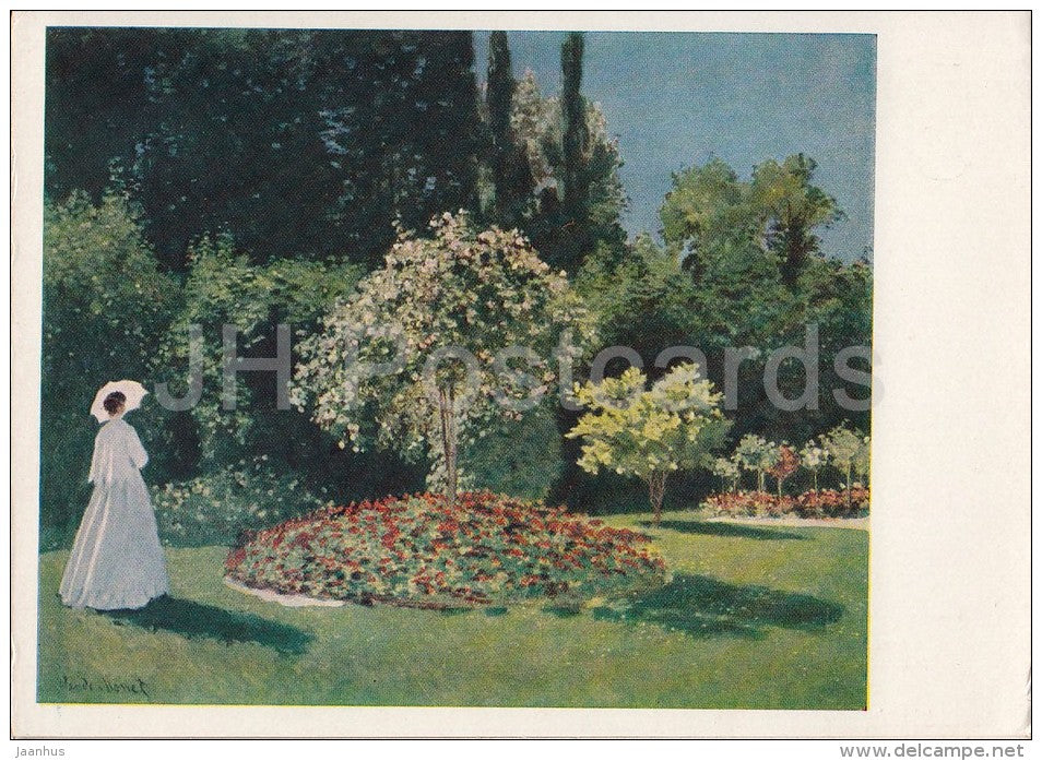painting by Claude Monet - Lady in the Garden - French art - 1960 - Russia USSR - unused - JH Postcards